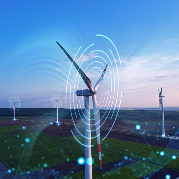 Windräder mit Bewegungslinien